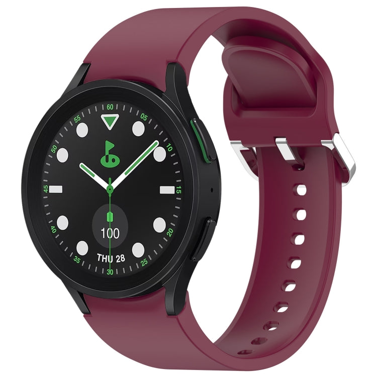 For Samsung Galaxy watch 5 Pro Golf Edition Solid Color Silver Buckle Quick Release Silicone Watch Band(Wine Red) - free shipping - PMC TechLife - Order now!
