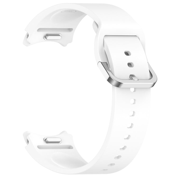 For Samsung Galaxy Watch 5  44mm Solid Color Silver Buckle Quick Release Silicone Watch Band(White) - free shipping - PMC TechLife - Order now!