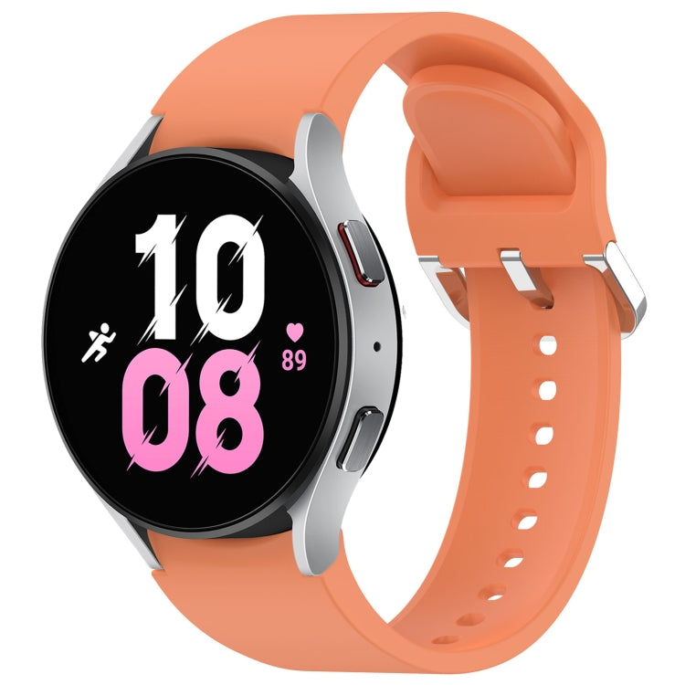 For Samsung Galaxy Watch 5  44mm Solid Color Silver Buckle Quick Release Silicone Watch Band(Orange) - free shipping - PMC TechLife - Order now!