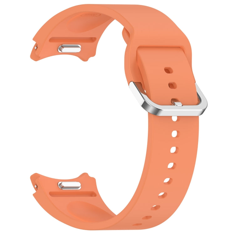 For Samsung Galaxy Watch 5  44mm Solid Color Silver Buckle Quick Release Silicone Watch Band(Orange) - free shipping - PMC TechLife - Order now!