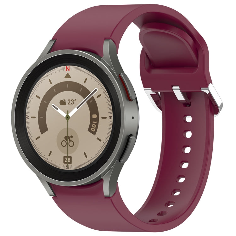 For Samsung Galaxy Watch 5 Pro  45mm Solid Color Silver Buckle Quick Release Silicone Watch Band(Wine Red) - free shipping - PMC TechLife - Order now!