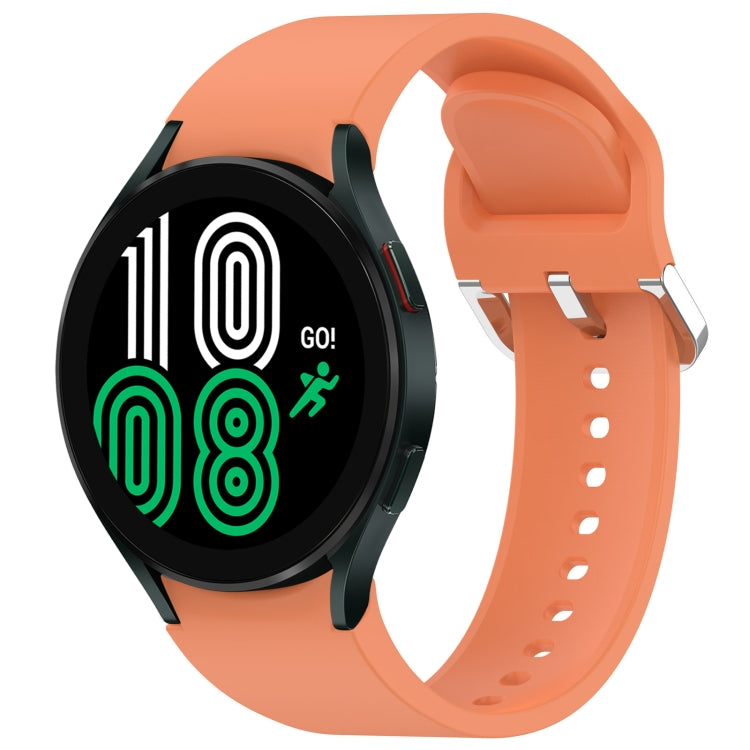 For Samsung Galaxy Watch 4 44mm Solid Color Silver Buckle Quick Release Silicone Watch Band(Orange) - free shipping - PMC TechLife - Order now!