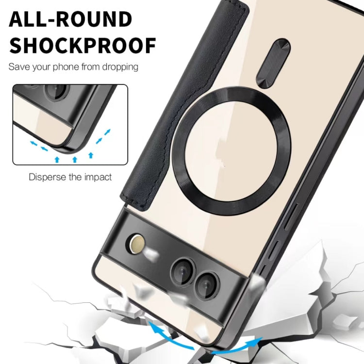 For Google  Pixel 8a Shield Magsafe RFID Anti-theft Rhombus Leather Phone Case(Gray) - Google Cases by PMC TechLife | Online Shopping South Africa | PMC TechLife | Buy Now Pay Later Mobicred