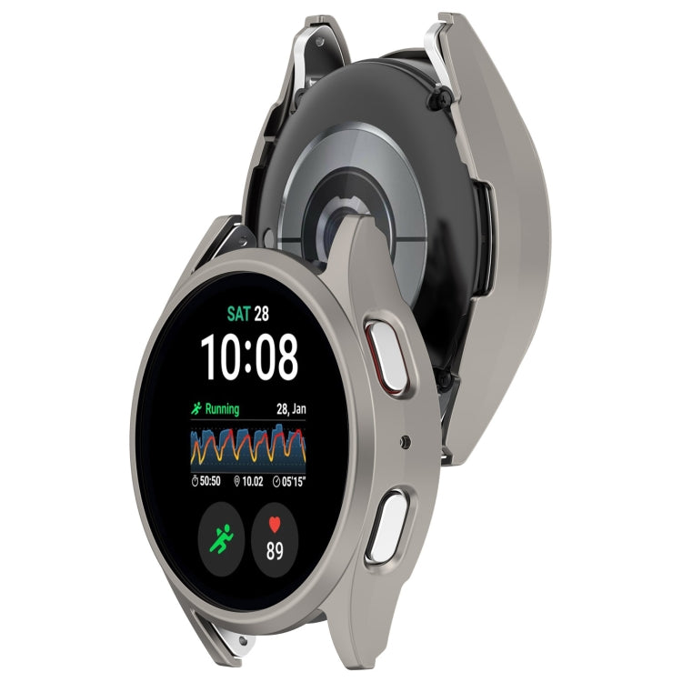 For Sansung Galaxy Watch 7 44mm Half Pack Hollow PC Watch Protective Case(Titanium Steel Color) - Watch Cases by PMC TechLife | Online Shopping South Africa | PMC TechLife | Buy Now Pay Later Mobicred