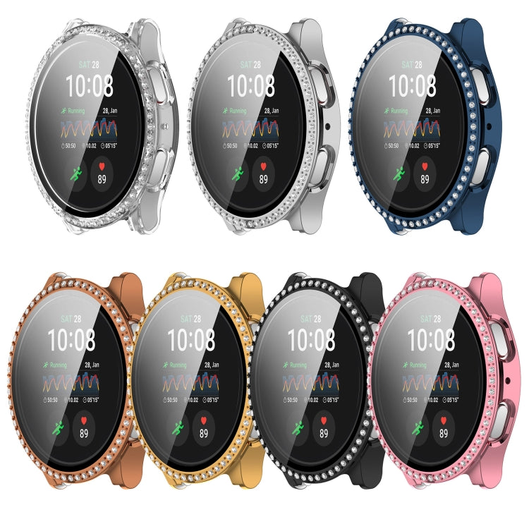 For Samsung Galaxy Watch 7 40mm Single Row Diamond PC + Tempered Film Integrated Watch Protective Case(Rose Gold) - Watch Cases by PMC TechLife | Online Shopping South Africa | PMC TechLife | Buy Now Pay Later Mobicred