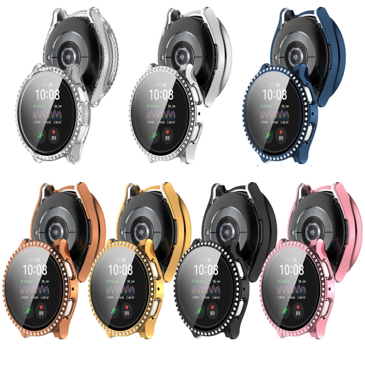 For Samsung Galaxy Watch 7 44mm Single Row Diamond PC + Tempered Film Integrated Watch Protective Case(Transparent White) - Watch Cases by PMC TechLife | Online Shopping South Africa | PMC TechLife | Buy Now Pay Later Mobicred