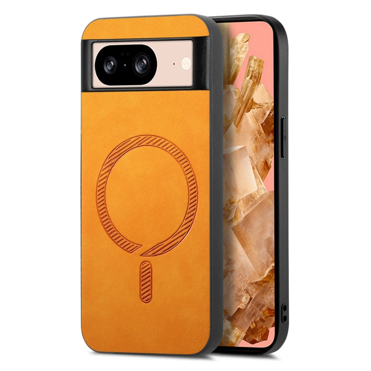 For Google Pixel 9 / 9 Pro Retro Magsafe Magnetic PU Back Cover Phone Case(Yellow) - Google Cases by PMC TechLife | Online Shopping South Africa | PMC TechLife | Buy Now Pay Later Mobicred