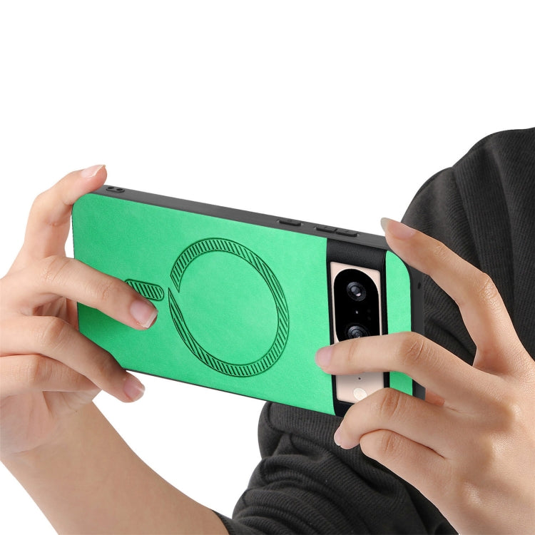 For Google Pixel 9 / 9 Pro Retro Magsafe Magnetic PU Back Cover Phone Case(Green) - Google Cases by PMC TechLife | Online Shopping South Africa | PMC TechLife | Buy Now Pay Later Mobicred