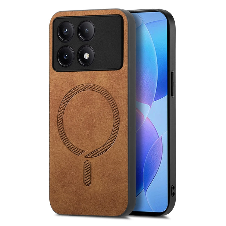 For Xiaomi Redmi K70 / K70 Pro 5G Solid Color Retro Magsafe PU Back Cover Phone Case(Brown) - Xiaomi Cases by PMC Jewellery | Online Shopping South Africa | PMC Jewellery | Buy Now Pay Later Mobicred