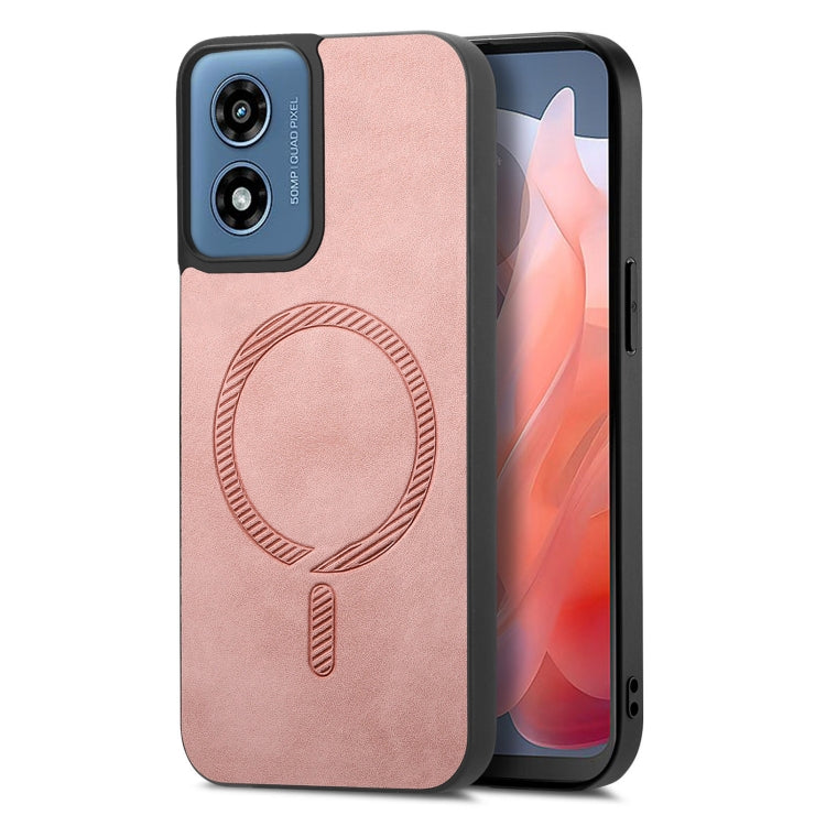 For Motorola Moto G Play 2024 4G Retro Magsafe Magnetic PU Back Cover Phone Case(Pink) - free shipping - PMC Jewellery - Order now!