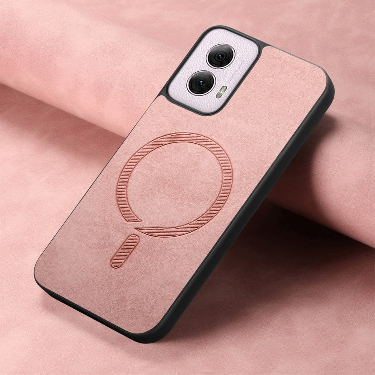 For Motorola Moto G Power 2024 5G Retro Magsafe Magnetic PU Back Cover Phone Case(Pink) - Motorola Cases by PMC Jewellery | Online Shopping South Africa | PMC Jewellery | Buy Now Pay Later Mobicred