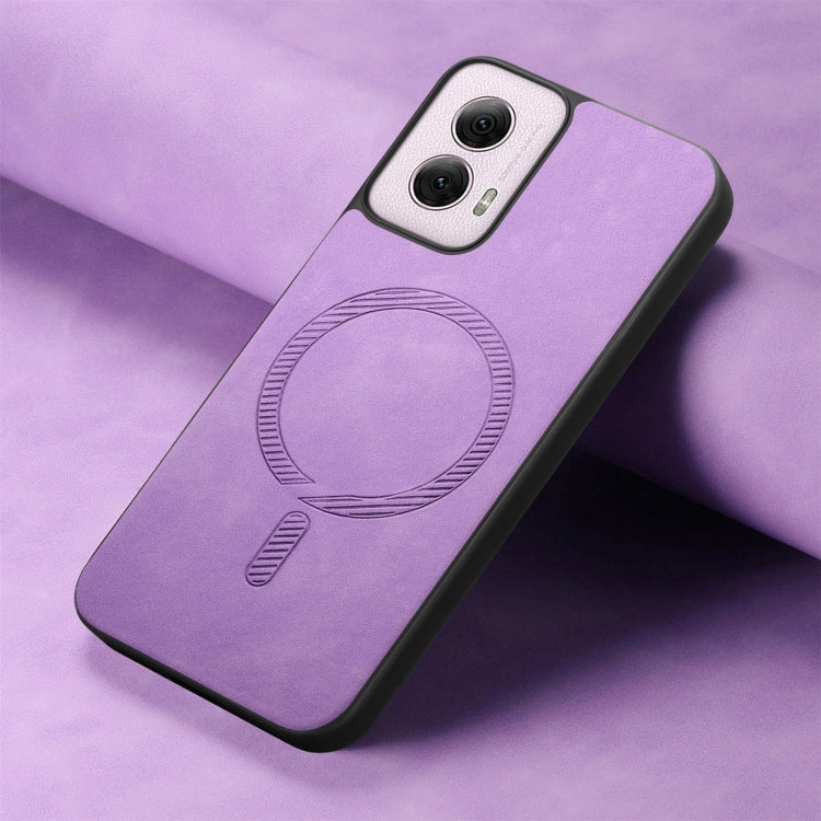 For Motorola Moto G Power 2024 5G Retro Magsafe Magnetic PU Back Cover Phone Case(Purple) - Motorola Cases by PMC Jewellery | Online Shopping South Africa | PMC Jewellery | Buy Now Pay Later Mobicred