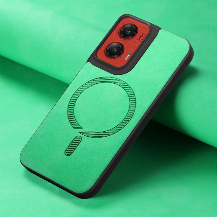For Motorola Moto G Stylus 5G 2024 Retro Magsafe Magnetic PU Back Cover Phone Case(Green) - Motorola Cases by PMC Jewellery | Online Shopping South Africa | PMC Jewellery | Buy Now Pay Later Mobicred