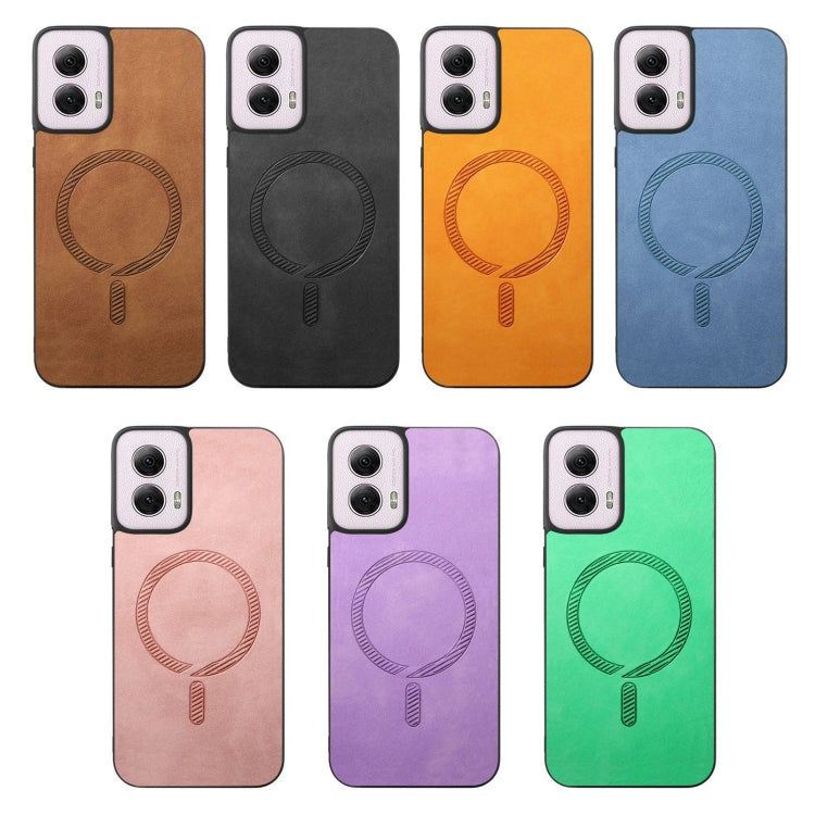 For Motorola Moto G 5G 2024 Retro Magsafe Magnetic PU Back Cover Phone Case(Purple) - Motorola Cases by PMC Jewellery | Online Shopping South Africa | PMC Jewellery | Buy Now Pay Later Mobicred