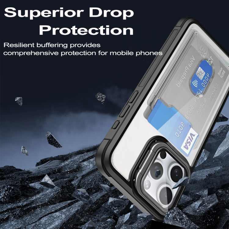 For iPhone 16 Card Bag Holder Acrylic Hybrid TPU Phone Case(Red) - iPhone 16 Cases by PMC TechLife | Online Shopping South Africa | PMC TechLife | Buy Now Pay Later Mobicred