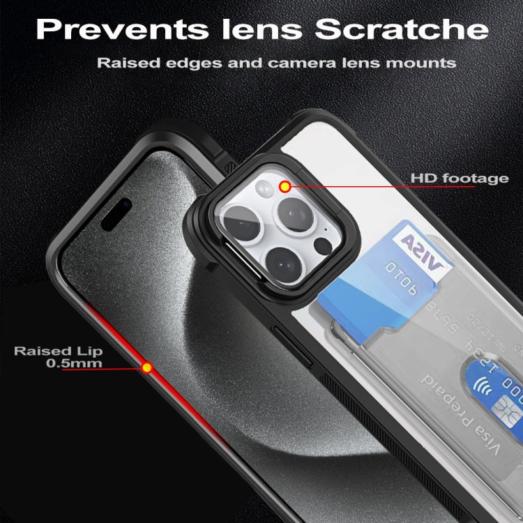 For iPhone 16 Pro Card Bag Holder Acrylic Hybrid TPU Phone Case(Red) - iPhone 16 Pro Cases by PMC TechLife | Online Shopping South Africa | PMC TechLife | Buy Now Pay Later Mobicred