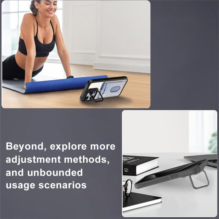 For iPhone 16 Card Bag Holder Acrylic Hybrid TPU Phone Case(Black) - iPhone 16 Cases by PMC TechLife | Online Shopping South Africa | PMC TechLife | Buy Now Pay Later Mobicred