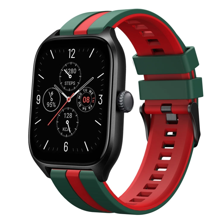For Amazfit GTS 4 20mm Two-Color Sports Silicone Watch Band(Green+Red) - free shipping - PMC TechLife - Order now!
