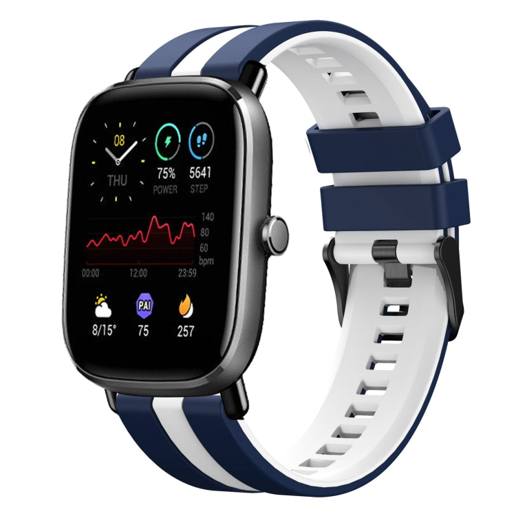 For Amazfit GTS 4 Mini 20mm Two-Color Sports Silicone Watch Band(Blue+White) - free shipping - PMC TechLife - Order now!