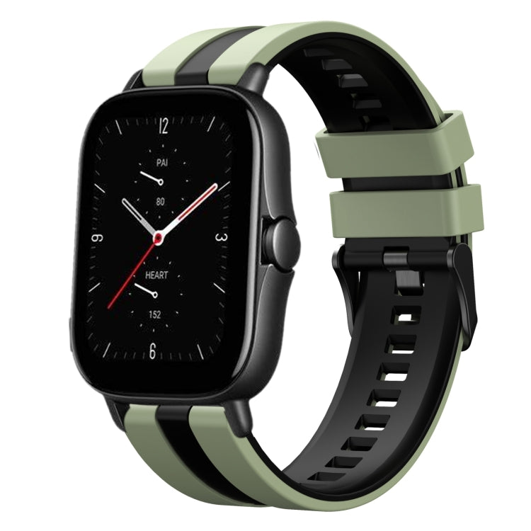 For Amazfit GTS 2E 20mm Two-Color Sports Silicone Watch Band(Light Green+Black) - free shipping - PMC TechLife - Order now!