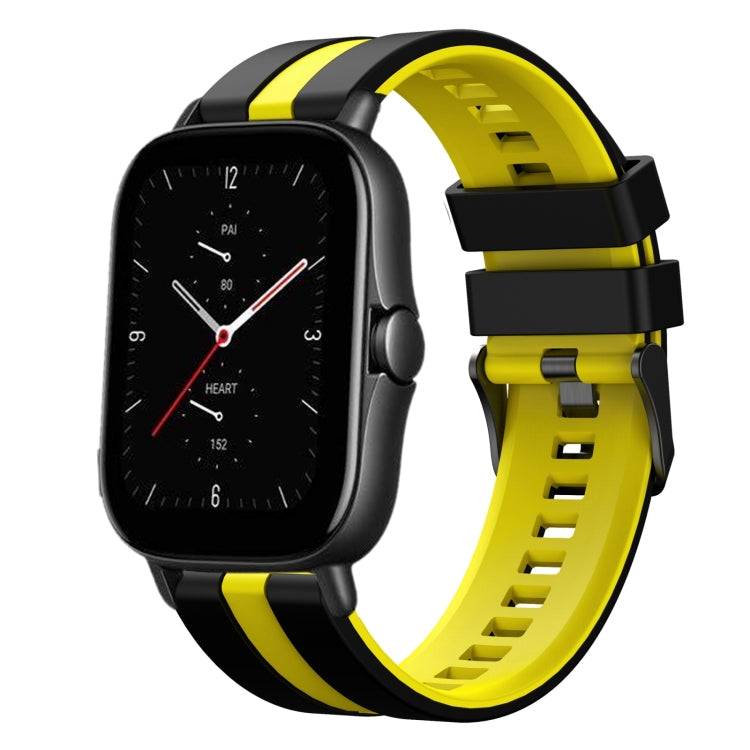 For Amazfit GTS 2E 20mm Two-Color Sports Silicone Watch Band(Black+Yellow) - free shipping - PMC TechLife - Order now!