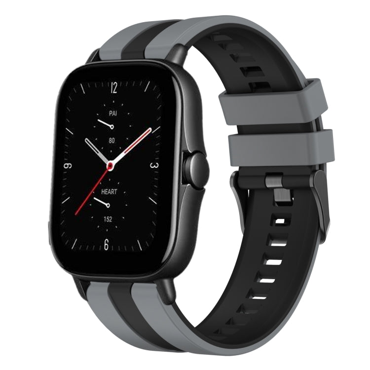 For Amazfit GTS 2E 20mm Two-Color Sports Silicone Watch Band(Grey+Black) - free shipping - PMC TechLife - Order now!