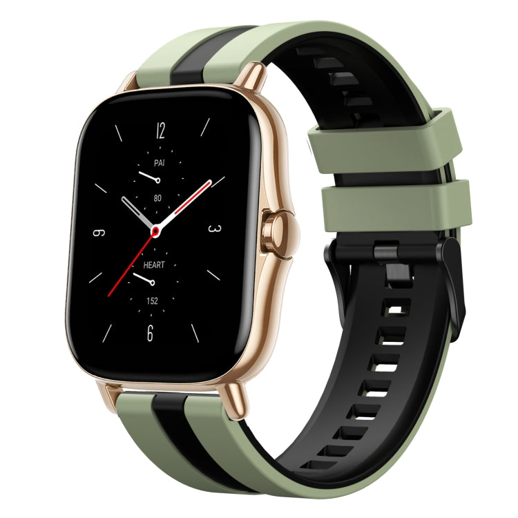For Amazfit GTS 2 20mm Two-Color Sports Silicone Watch Band(Light Green+Black) - free shipping - PMC TechLife - Order now!