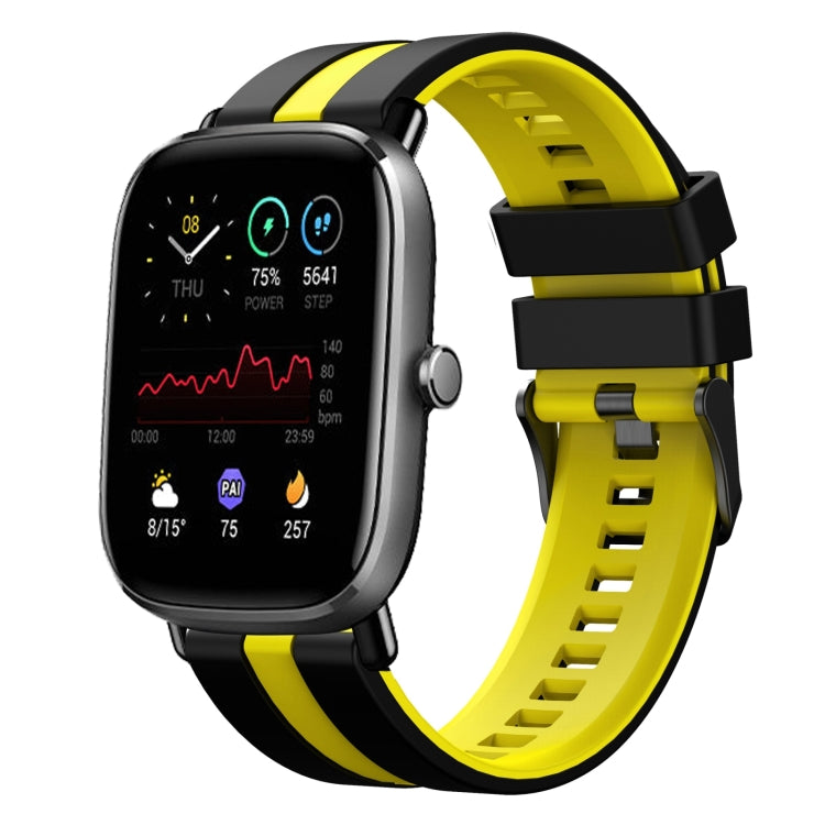 For Amazfit GTS 2 Mini 20mm Two-Color Sports Silicone Watch Band(Black+Yellow) - free shipping - PMC TechLife - Order now!