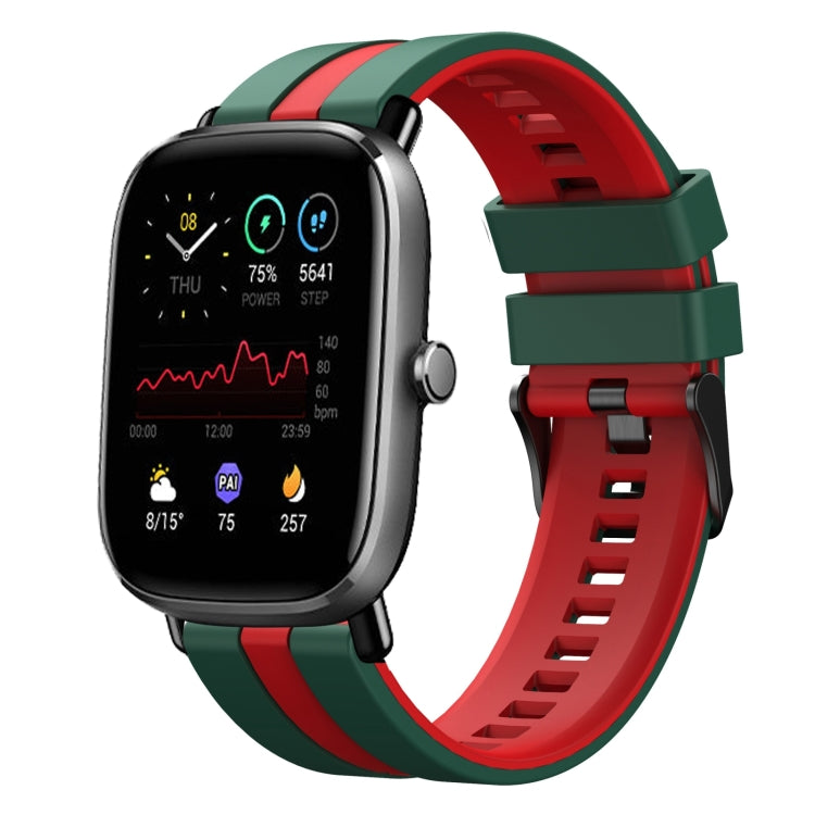 For Amazfit GTS 2 Mini 20mm Two-Color Sports Silicone Watch Band(Green+Red) - free shipping - PMC TechLife - Order now!