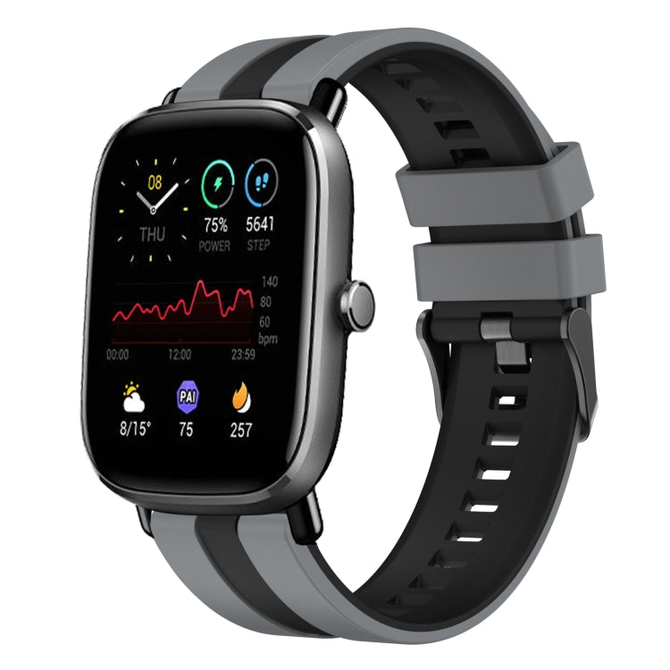 For Amazfit GTS 2 Mini 20mm Two-Color Sports Silicone Watch Band(Grey+Black) - free shipping - PMC TechLife - Order now!