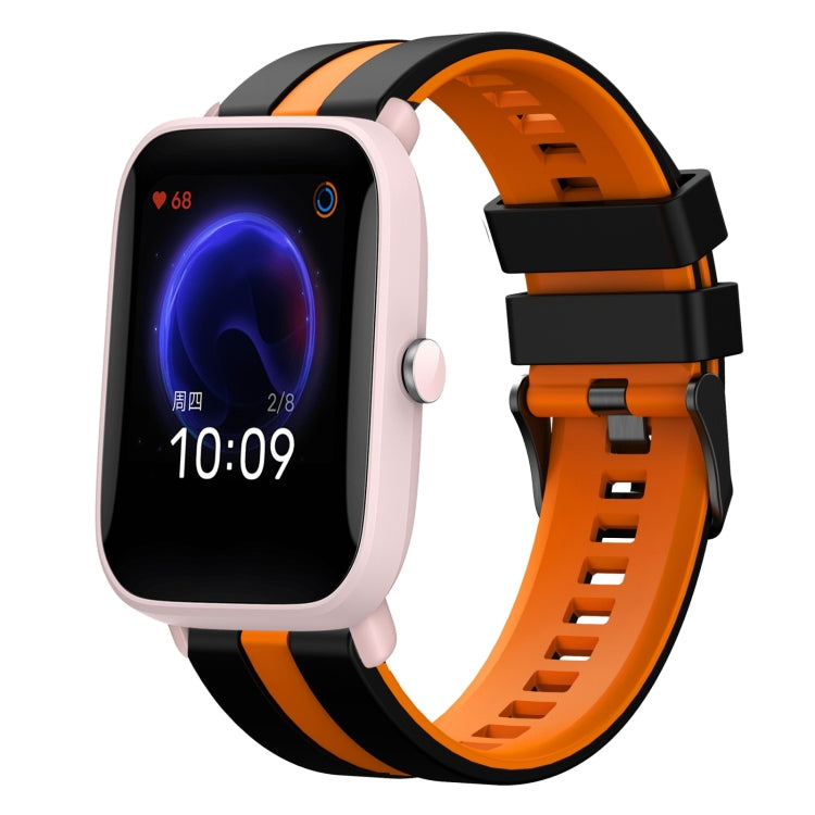 For Amazfit Pop Pro 20mm Two-Color Sports Silicone Watch Band(Black+Orange) - free shipping - PMC TechLife - Order now!