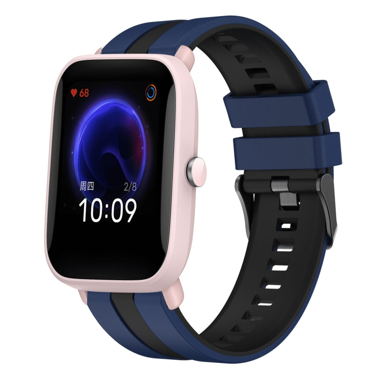 For Amazfit Pop Pro 20mm Two-Color Sports Silicone Watch Band(Blue+Black) - free shipping - PMC TechLife - Order now!