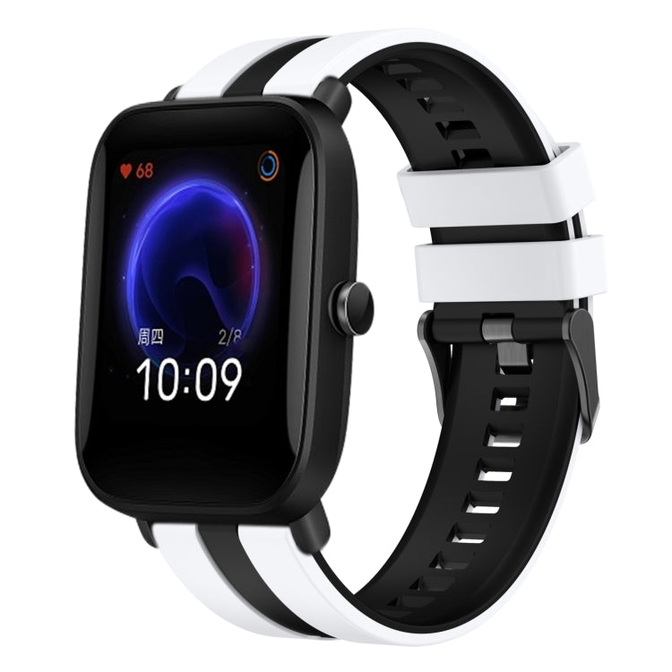 For Amazfit Pop 20mm Two-Color Sports Silicone Watch Band(White+Black) - free shipping - PMC TechLife - Order now!