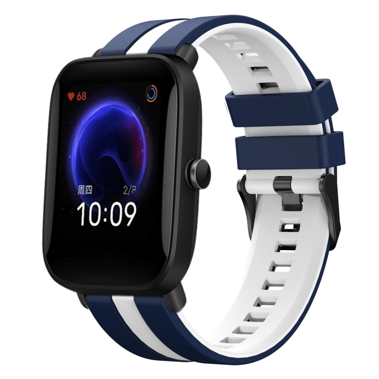 For Amazfit Pop 20mm Two-Color Sports Silicone Watch Band(Blue+White) - free shipping - PMC TechLife - Order now!