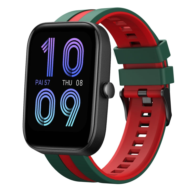 For Amazfit Bip3 20mm Two-Color Sports Silicone Watch Band(Green+Red) - free shipping - PMC TechLife - Order now!