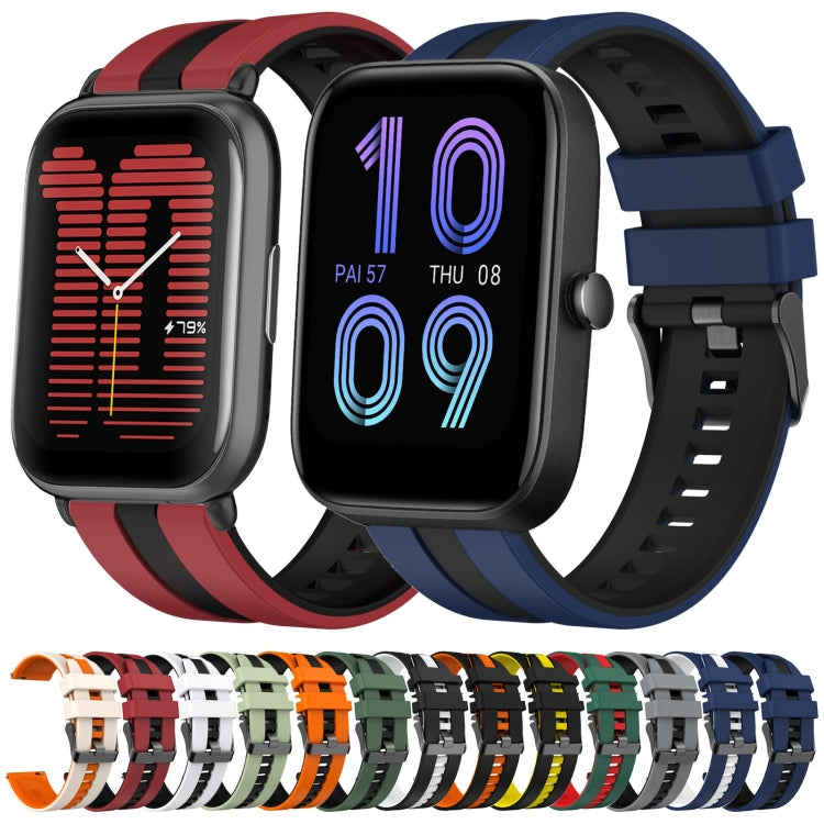 For Amazfit GTS 2 20mm Two-Color Sports Silicone Watch Band(Light Green+Black) - free shipping - PMC TechLife - Order now!
