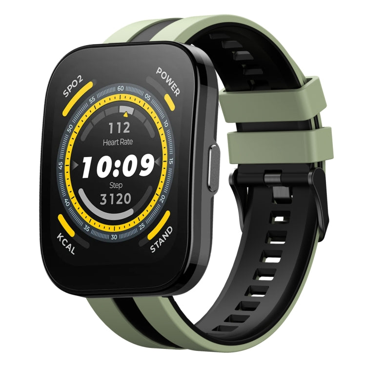 For Amazfit Bip 5 22mm Two-Color Sports Silicone Watch Band(Light Green+Black) - free shipping - PMC TechLife - Order now!
