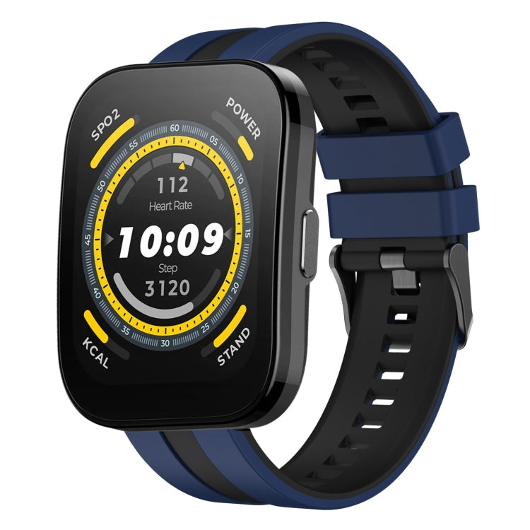 For Amazfit Bip 5 22mm Two-Color Sports Silicone Watch Band(Blue+Black) - free shipping - PMC TechLife - Order now!