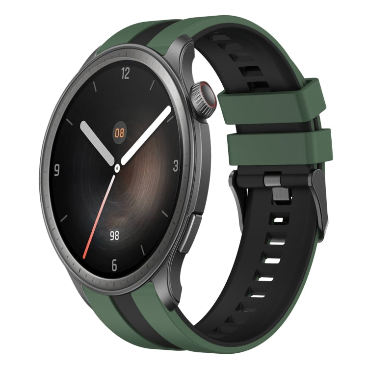 For Amazfit Balance 22mm Two-Color Sports Silicone Watch Band(Olive Green+Black) - free shipping - PMC TechLife - Order now!
