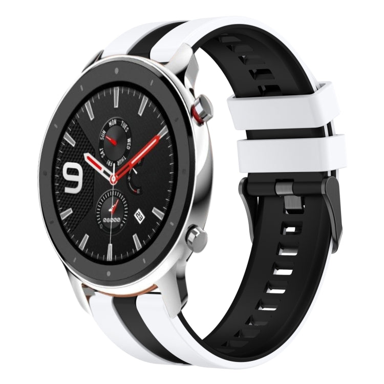 For Amazfit GTR 4 22mm Two-Color Sports Silicone Watch Band(White+Black) - free shipping - PMC TechLife - Order now!