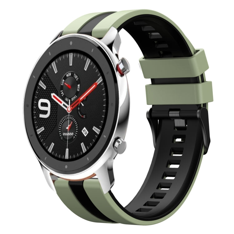 For Amazfit GTR 4 22mm Two-Color Sports Silicone Watch Band(Light Green+Black) - free shipping - PMC TechLife - Order now!