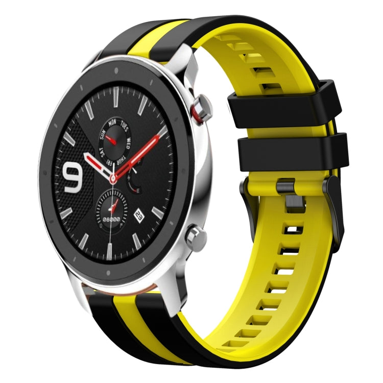 For Amazfit GTR 4 22mm Two-Color Sports Silicone Watch Band(Black+Yellow) - free shipping - PMC TechLife - Order now!