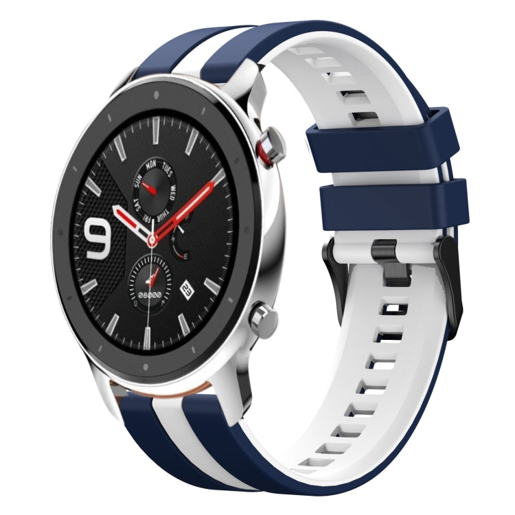 For Amazfit GTR 4 22mm Two-Color Sports Silicone Watch Band(Blue+White) - free shipping - PMC TechLife - Order now!