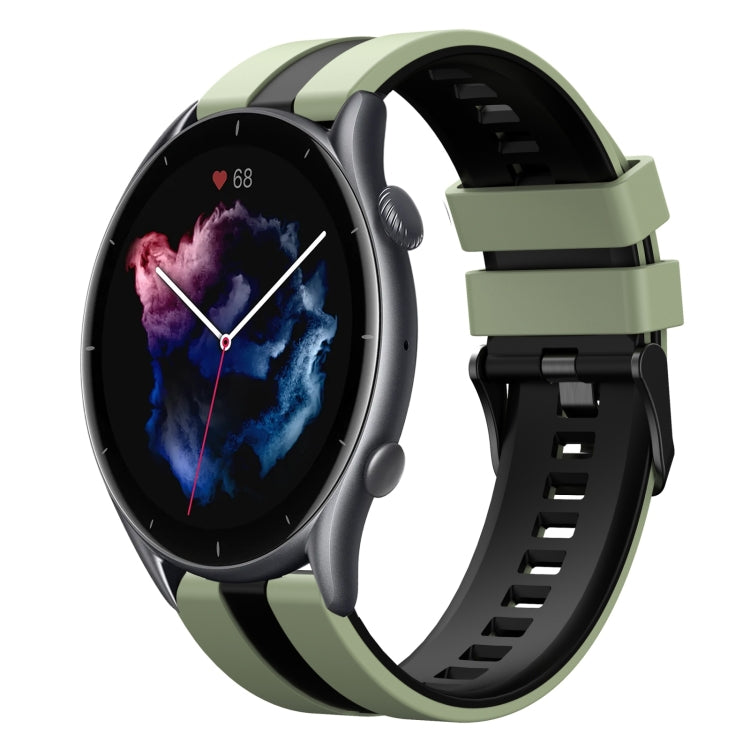 For Amazfit GTR 3 22mm Two-Color Sports Silicone Watch Band(Light Green+Black) - free shipping - PMC TechLife - Order now!