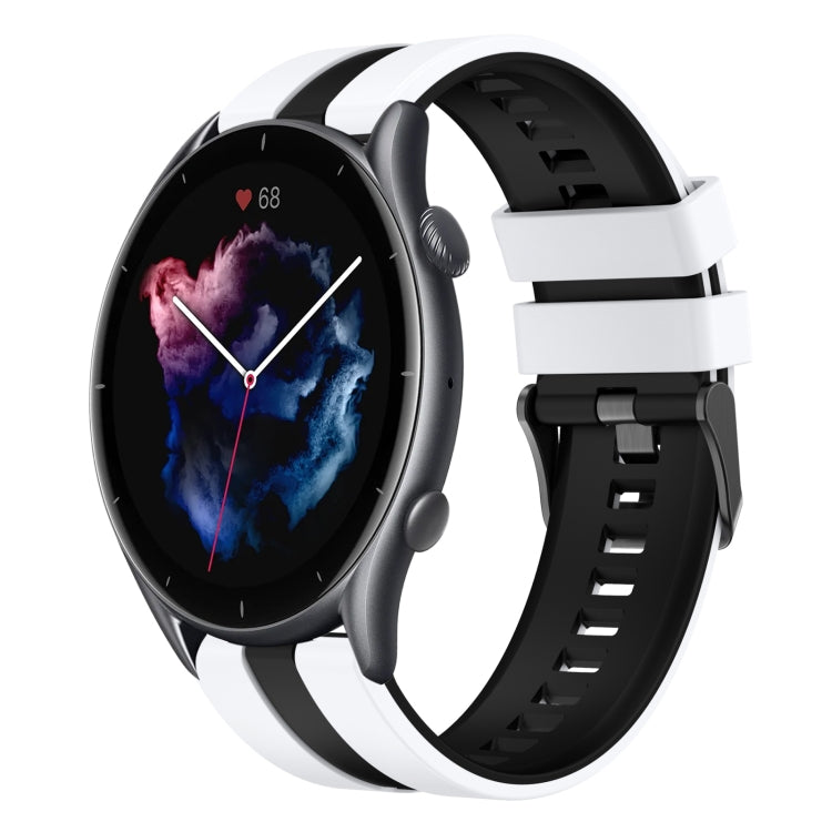 For Amazfit GTR 3 Pro 22mm Two-Color Sports Silicone Watch Band(White+Black) - free shipping - PMC TechLife - Order now!