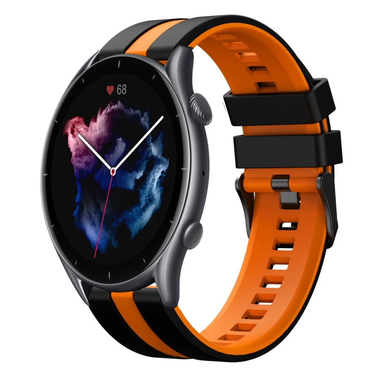 For Amazfit GTR 3 Pro 22mm Two-Color Sports Silicone Watch Band(Black+Orange) - free shipping - PMC TechLife - Order now!