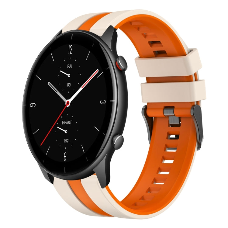 For Amazfit GTR 2e 22mm Two-Color Sports Silicone Watch Band(Starlight+Orange) - free shipping - PMC TechLife - Order now!