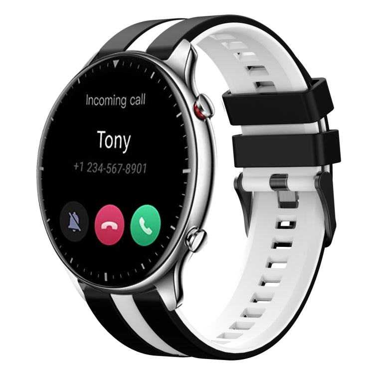 For Amazfit GTR 2 22mm Two-Color Sports Silicone Watch Band(Black+White) - free shipping - PMC TechLife - Order now!