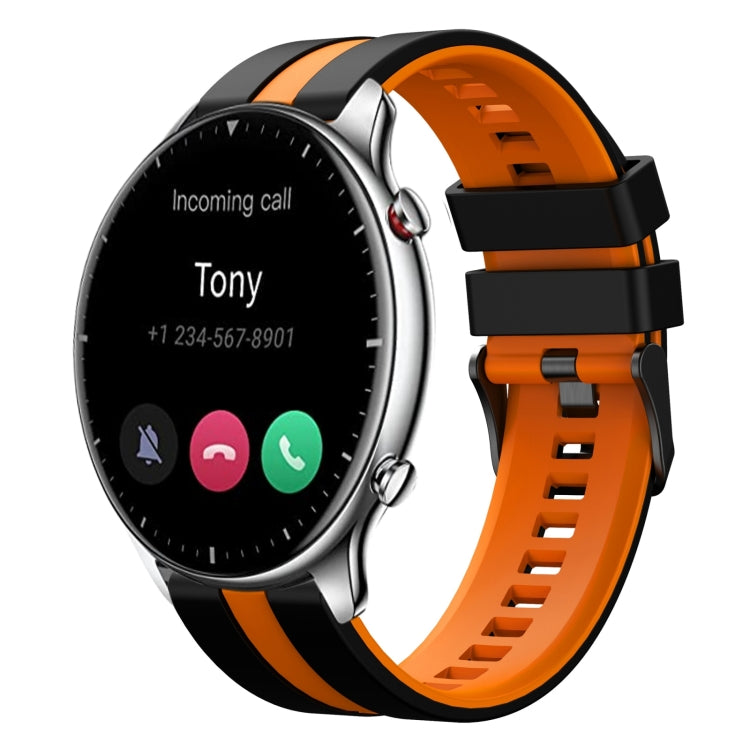For Amazfit GTR 2 22mm Two-Color Sports Silicone Watch Band(Black+Orange) - free shipping - PMC TechLife - Order now!