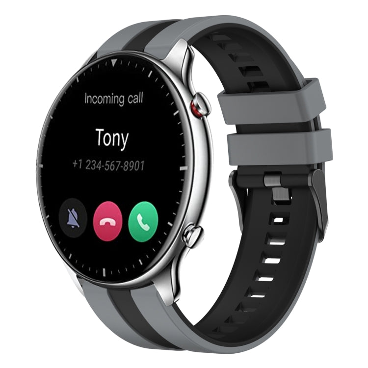 For Amazfit GTR 2 22mm Two-Color Sports Silicone Watch Band(Grey+Black) - free shipping - PMC TechLife - Order now!